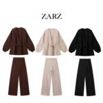 ZARA Two-Piece Knitted Cardigan and Skirt Set for Women