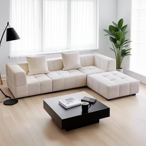 Marshmallow Cream-Style Modular Fabric Sofa (Vacuum-Compressed)