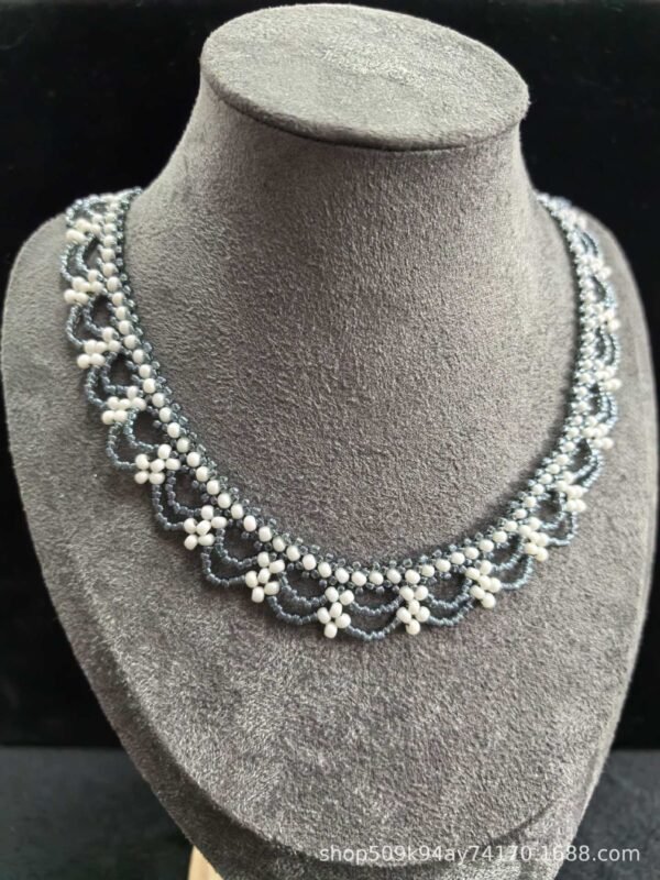 Chinoiserie Multi-Layered Lace Beaded Necklace