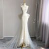 French Lace Strapless Mermaid Wedding Dress with Detachable Overskirt