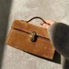 SAVETTE Small Square Shoulder Bag - French Minimalist Leather Handbag