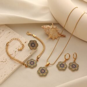 Turkish Ethnic Evil-Eye & Petal Jewellery Set — 4 Piece