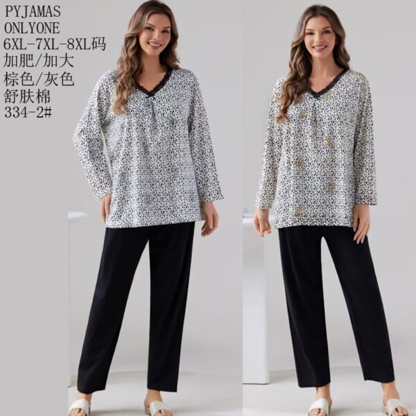 Cotton-Feel Long-Sleeve Pyjama Set — Plus Size Loungewear (6XL–8XL)