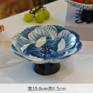 Chinese Blue and White Hand-Painted Ceramic Fruit Plate