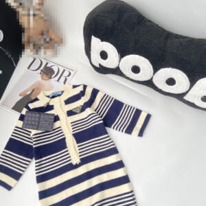 Knitted Colour-Block Striped Baby Romper — Retro Pullover Suit