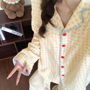 Cloud Cotton Sweet Plaid Pajama Set - Women's Homewear