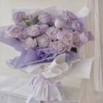 Mist Purple Everlasting Rose Bouquet with Greeting Card
