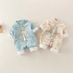 Baby Chinese Style Embroidered Romper — Double Layer Cotton Ink Painting Jumpsuit