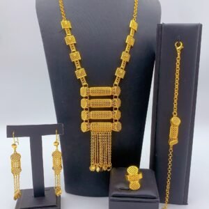 Dubai Bridal Jewelry Set – Necklace, Earrings, Ring & Bracelet