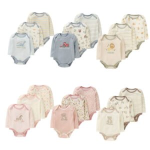 Baby Long-Sleeve Bodysuit — Breathable Cartoon Romper (0–9 Months)