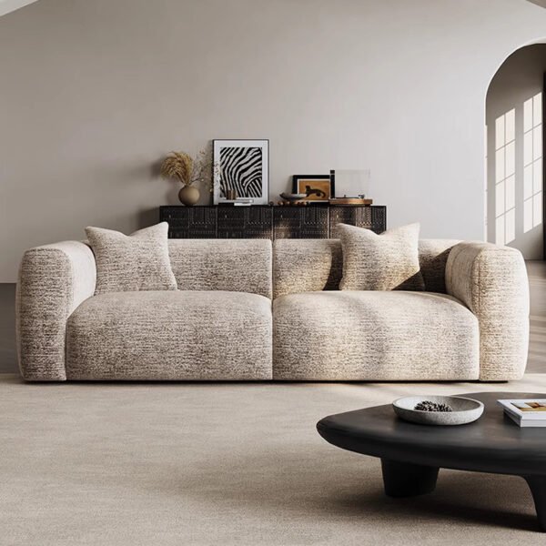 Nordic Lazy-Style French Cream Straight Sofa - Modular