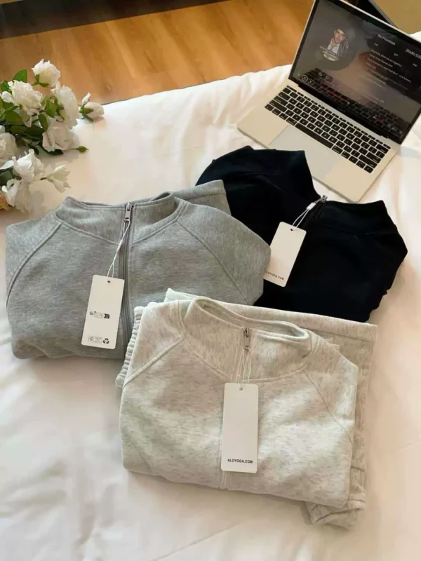 Stand-Collar Zip Cardigan & Pants Lounge Set