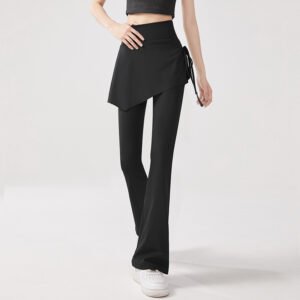 Fake Two-Piece Flared Yoga Pants – High-Waist Hip-Lifting Culottes