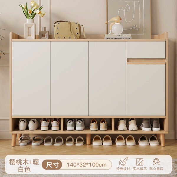 Solid Wood Entryway Shoe Cabinet - Wall-Mounted Hallway Storage