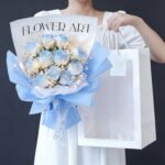 Soap Rose & Baby's Breath Bouquet with Fairy Lights Gift Set