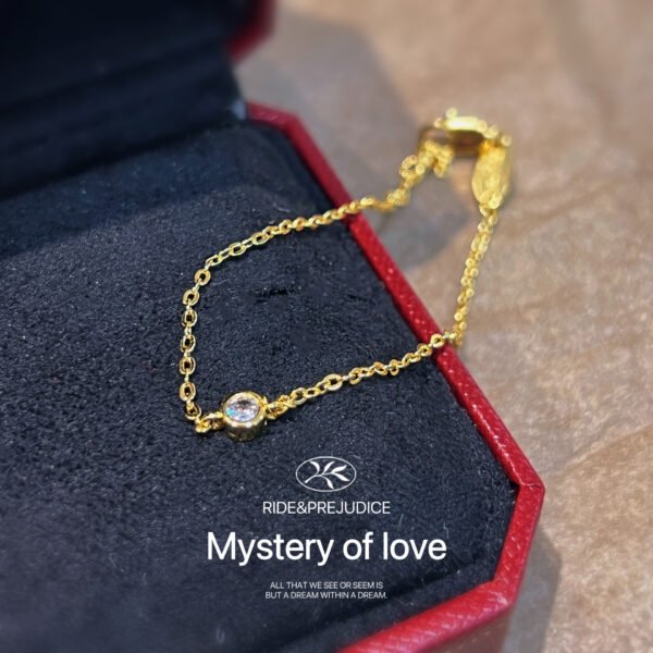 Red String Bracelet with Single Stone - 18K Gold Plated