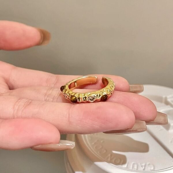 Tiger Eye Stone Snake Open Ring