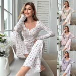 Ditsy Floral Long-Sleeve Pajama Set - Women's Long Loungewear