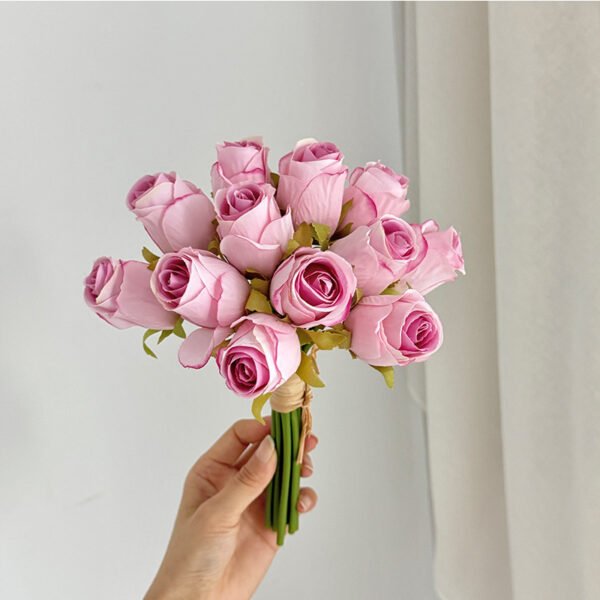 12-Head Hand-Tied Artificial Rose Bouquet