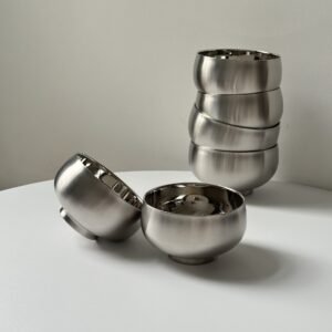 Double-Walled 316 Stainless Steel Bowl - Ripple Pattern with Matching Spoon