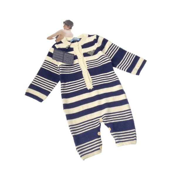 Knitted Colour-Block Striped Baby Romper — Retro Pullover Suit