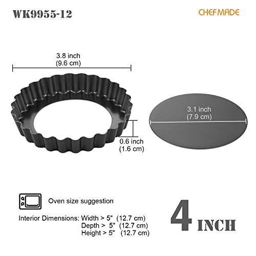 Black Non-Stick Round Tart Pan - Removable Bottom Mini Pie & Egg Tart Mold (4in)