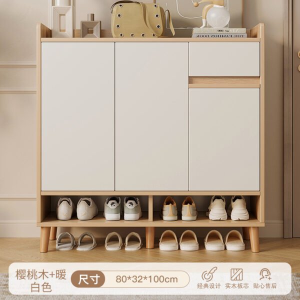 Solid Wood Entryway Shoe Cabinet - Wall-Mounted Hallway Storage