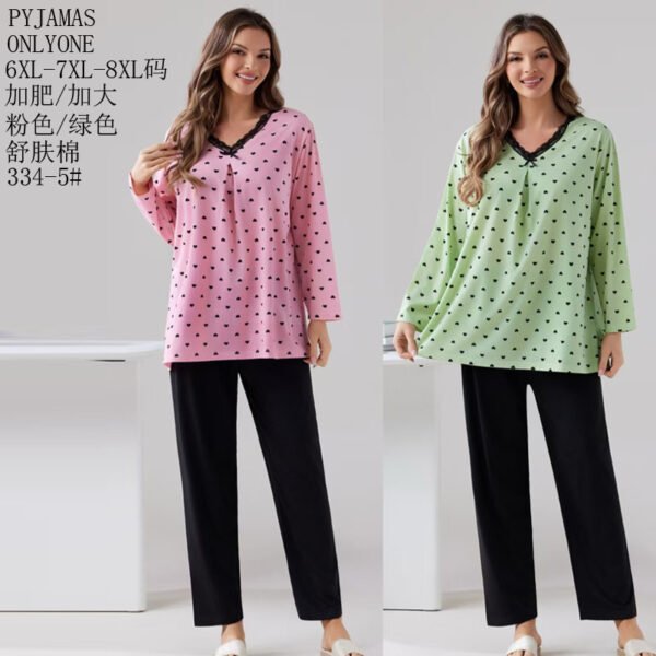 Cotton-Feel Long-Sleeve Pyjama Set — Plus Size Loungewear (6XL–8XL)