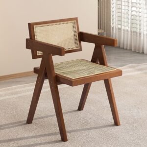 Nordic Solid Wood Rattan Chair - Balcony Dining Chair