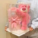 Strawberry Bear Everlasting Flower Bouquet Gift Set with Lamp