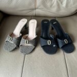 MNG Open-Toe Buckle Heeled Mules — Khaki 6 cm Summer Slippers