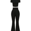O1CN01gjPI5x1NLKBBtgUug_2219055431553-0-cib High-Waist Flared Pants & Crop Top Two-Piece Set - Women's Casual Sportswear