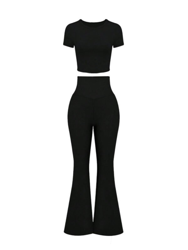 O1CN01gjPI5x1NLKBBtgUug_2219055431553-0-cib High-Waist Flared Pants & Crop Top Two-Piece Set - Women's Casual Sportswear