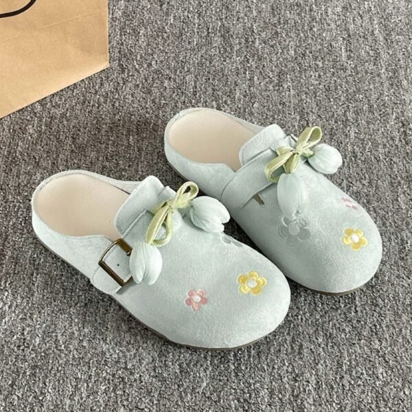 Open Toe Flat Mules — French Summer Half Slippers for Women