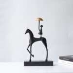 Abstract Figure Sculpture - Cast Iron and Marble Ornament for Shelf and Console