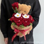Everlasting Rose Hug Bucket Bouquet - Handmade Twist Stick Flowers