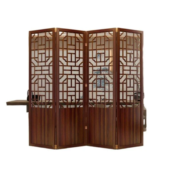 Chinese-Style Foldable Solid Wood Screen Partition