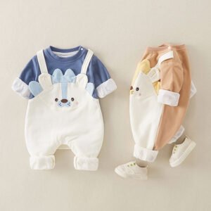 Newborn Long Sleeve Cotton Romper — Cartoon Bear Baby Jumpsuit