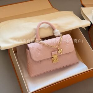 LOUIS VUITTON Embossed Leather Nano Flap Bag with Chain — Cowhide Crossbody