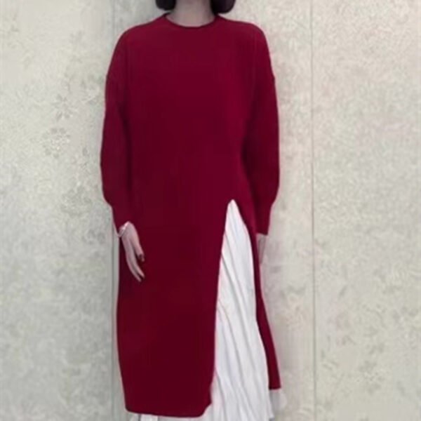 Mid-Length Turtleneck Jumper - Loose Fit with High Side Splits