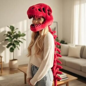 Chapeau en peluche de couvre-chef de squelette de dinosaure