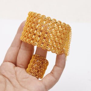 24K Gold Plated Cut-Out Bracelet & Ring Set