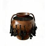 Wabi-Sabi Retro Hollow-Out Tassel Terracotta Vase