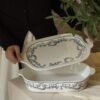 French Style Ceramic Baking Dish with Lid — Twin Handle Bakeware & Serving Plate