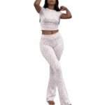 Crop Top and Flared Trousers Two Piece Set — Lapel Y2K Casual Co-ord