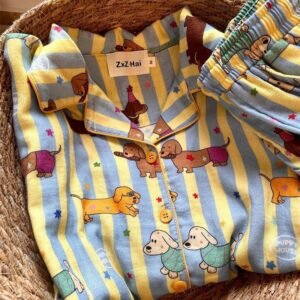 Striped Dachshund Short-Sleeve Pyjama Set — Summer Loungewear
