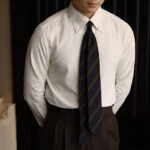 Striped Pointed Collar Men's Shirt - Italian-Style Slim Fit Business Shirt