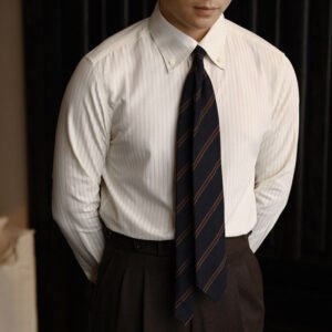 Striped Pointed Collar Men's Shirt - Italian-Style Slim Fit Business Shirt