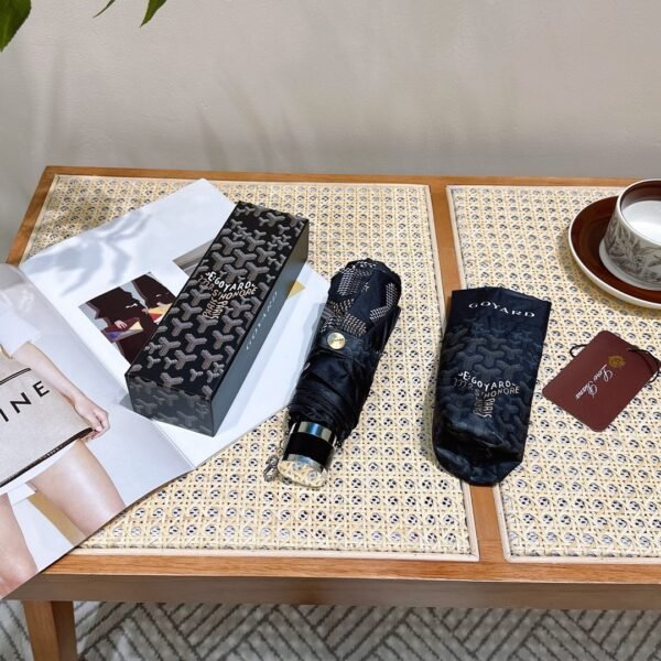 GOYARD Houndstooth Folding Umbrella - Rain & UV Sun Parasol with Gift Box