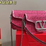 Valentino Crystal Studded Evening Handbag - Rhinestone Lettering Shoulder Bag